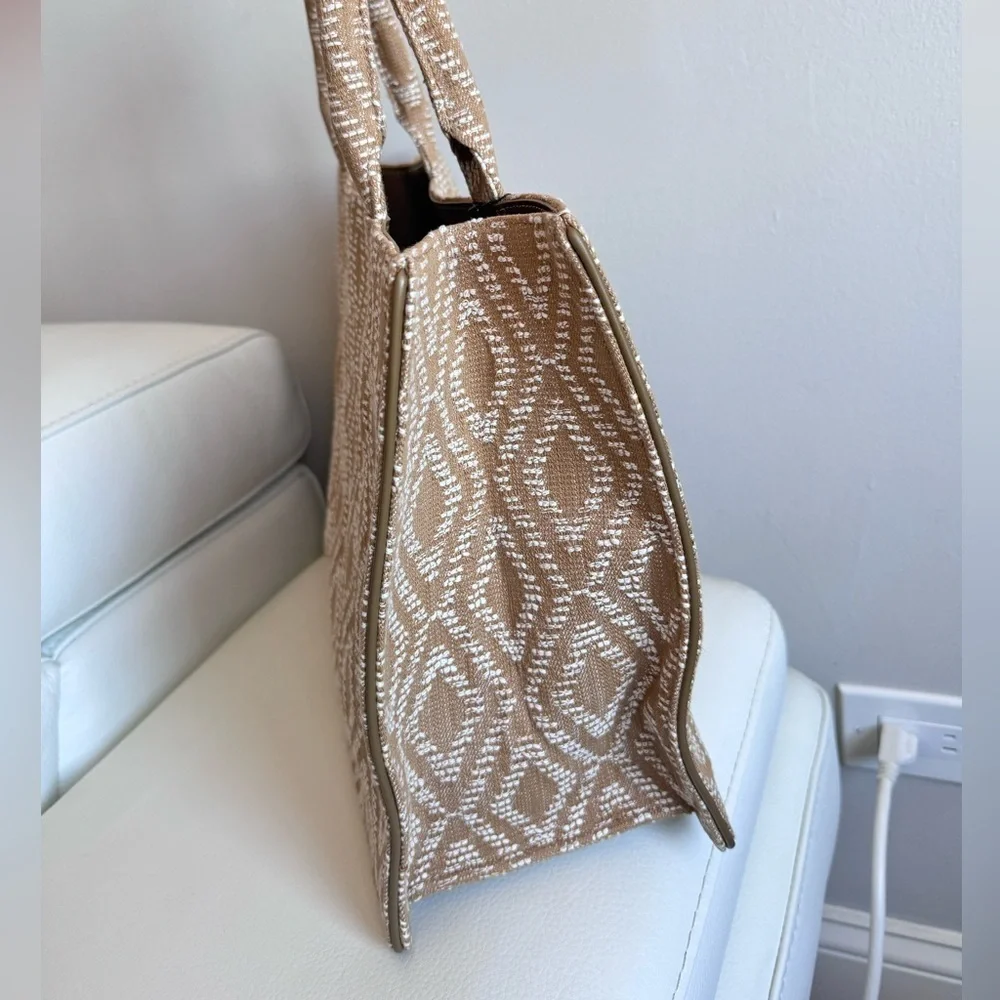 NWT MAJE Patterned Tote in Tobacco